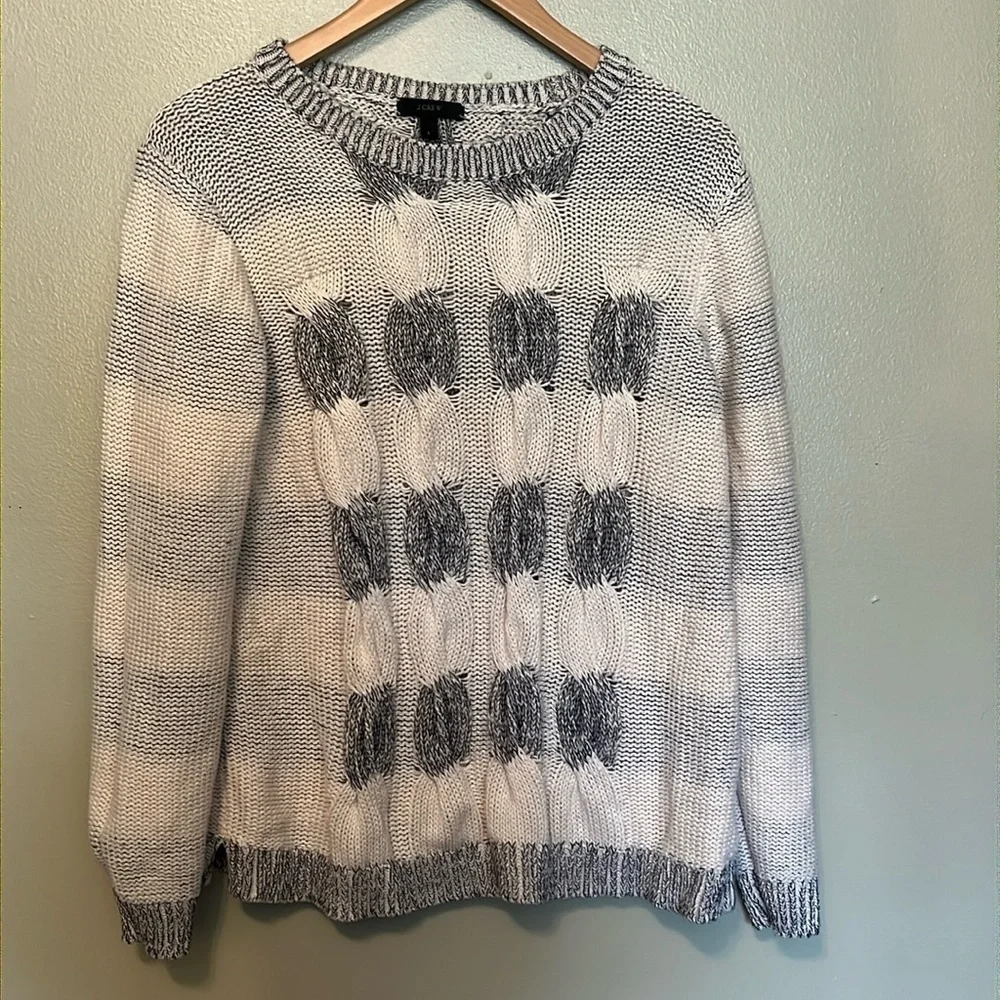 J.Crew Knitted Sweater crewneck Navy Blue/White Womens size large